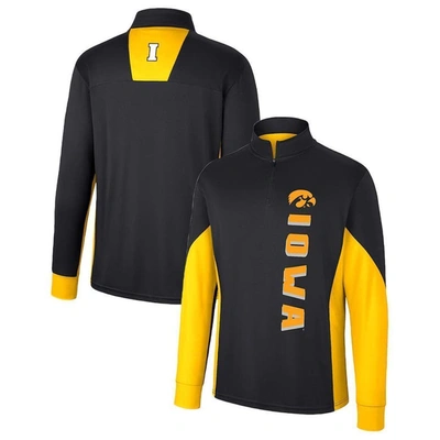 Colosseum Men's Black Iowa Hawkeyes Bart Windshirt Quarter-zip Pullover Jacket