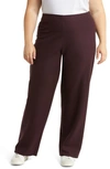 Eileen Fisher High Waist Straight Leg Wool Pants In Cassis