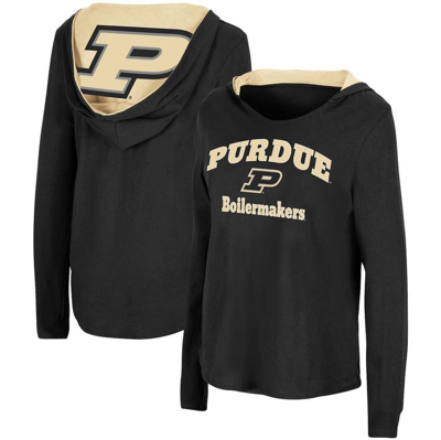 Colosseum Black Purdue Boilermakers Catalina Hoodie Long Sleeve T-shirt