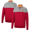 Colosseum Men's  Heathered Gray And Cardinal Iowa State Cyclones Be The Ball Quarter-zip Top In Cardinal