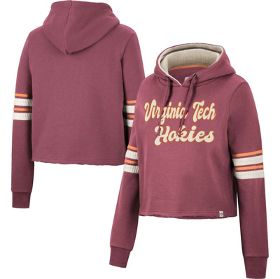 Colosseum Maroon Virginia Tech Hokies Retro Cropped Pullover Hoodie