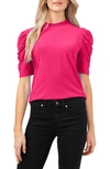 Cece Puff Sleeve Crepe Top In Bright Rose
