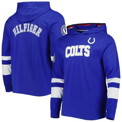 TOMMY HILFIGER TOMMY HILFIGER ROYAL/WHITE INDIANAPOLIS COLTS ALEX LONG SLEEVE HOODIE T-SHIRT
