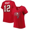 Fanatics Branded Tom Brady Red Tampa Bay Buccaneers Plus Size Player Name & Number Logo V-neck T-shi In Red