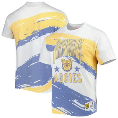 Mitchell & Ness Men's  White North Carolina A&t Aggies Paintbrush Sublimated T-shirt