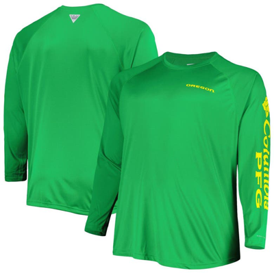 Columbia Men's  Green Oregon Ducks Big And Tall Terminal Tackle Team Raglan Omni-shade Long Sleeve T-