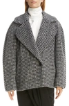 DRIES VAN NOTEN ROYAL CHECK WOOL BLEND SHORT COAT