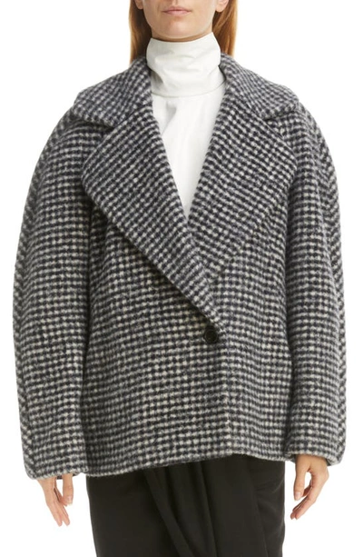 Dries Van Noten Oversized Checked Wool-blend Coat In Nero