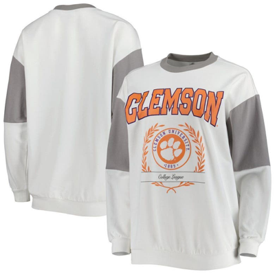 Gameday Couture White Clemson Tigers It's A Vibe Dolman Pullover Sweatshirt In Gray