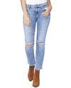 Paige Amber High Rise Ankle Straight Jeans In Walk About Destructed In Blue