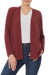 Jones New York Womens Open Front Ribbed Kimono In Bordeaux