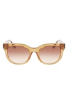 Lacoste 52mm Oval Sunglasses In Transparent Caramel