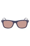 Lacoste 52mm Modified Rectangular Sunglasses In Blue