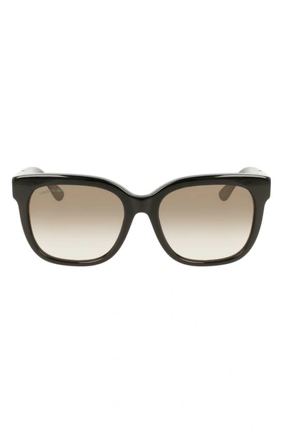 Lacoste 55mm Gradient Rectangular Sunglasses In Black