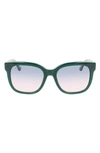 Lacoste 55mm Gradient Rectangular Sunglasses In Opalin Green