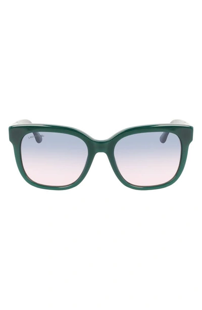 Lacoste 55mm Gradient Rectangular Sunglasses In Opalin Green