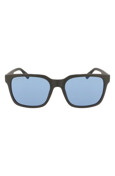 Lacoste 55mm Modified Rectangular Sunglasses In Matte Charcoal Black