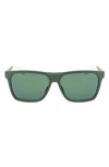 Lacoste 57mm Rectangular Sunglasses In Matte Green