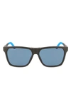 Lacoste 57mm Rectangular Sunglasses In Matte Black