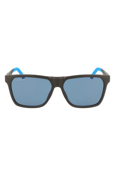 Lacoste 57mm Rectangular Sunglasses In Matte Black