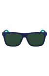 Lacoste 57mm Rectangular Sunglasses In Matte Blue