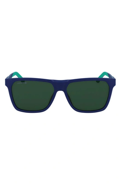 Lacoste 57mm Rectangular Sunglasses In Matte Blue