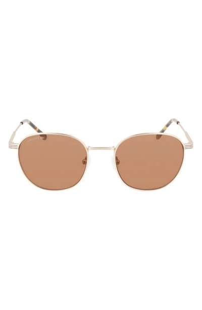 Lacoste 52mm Oval Sunglasses In Semimatte Gold