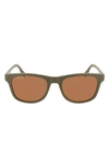 Lacoste 54mm Modified Rectangular Sunglasses In Matte Khaki