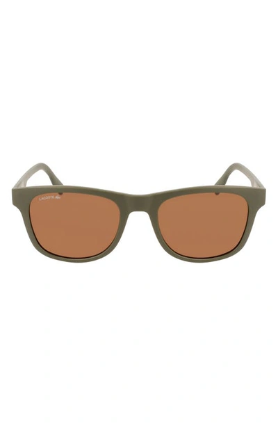 Lacoste 54mm Modified Rectangular Sunglasses In Matte Khaki