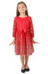 Blush By Us Angels Kids' Foil Lace Dress In Red