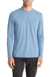 Travismathew The Crew Long Sleeve T-shirt In Heather Copen Blue