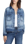 Wash Lab Denim Step Up Raw Hem Denim Jacket In Chill Blue Light