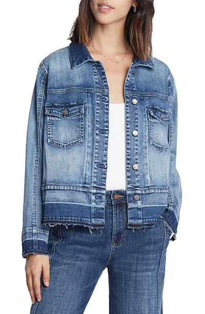 Wash Lab Denim Step Up Raw Hem Denim Jacket In Chill Blue Light