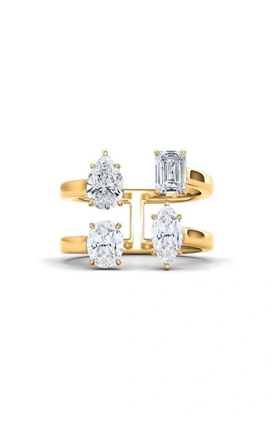 Hautecarat Fancy Four Stone Lab-created Diamond Ring In 14k Yellow Gold