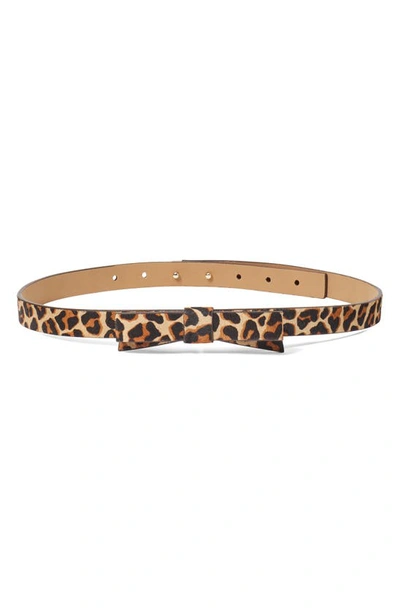 KATE SPADE LEOPARD-PRINT BOW CALF HAIR SKINNY BELT 