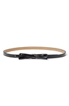 Kate Spade Shoestring Bow Leather Belt In Black