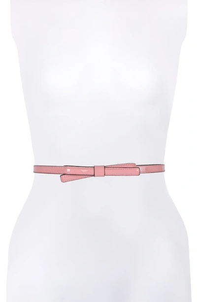 Kate Spade Shoestring Bow Leather Belt In Grapefruit Soda