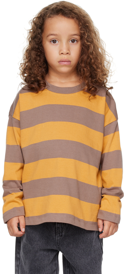Main Story Kids Brown & Orange Stripe T-shirt In Burlwood Butterscotc