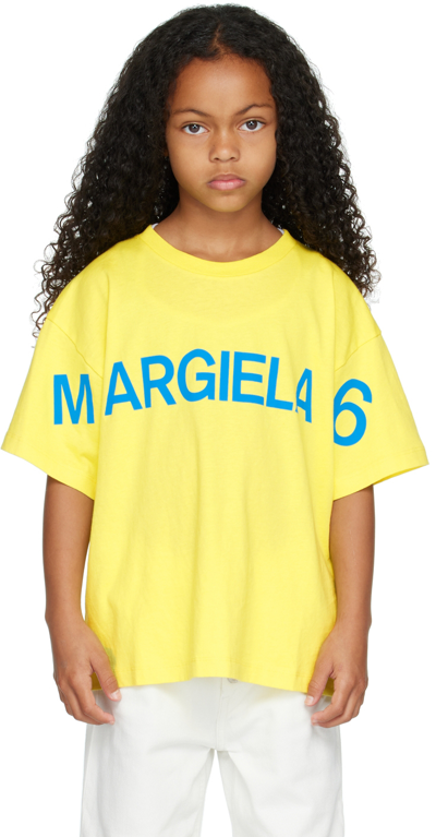Mm6 Maison Margiela T-shirt Gialla Con Logo Margiela 6 Displaced In Yellow