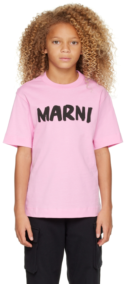 Marni Little Kid's & Kid's Logo T-shirt In Begonia Pink
