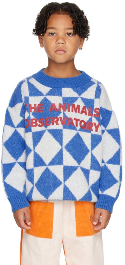 The Animals Observatory Kids Blue & White Arty Bull Sweater In Bicolor
