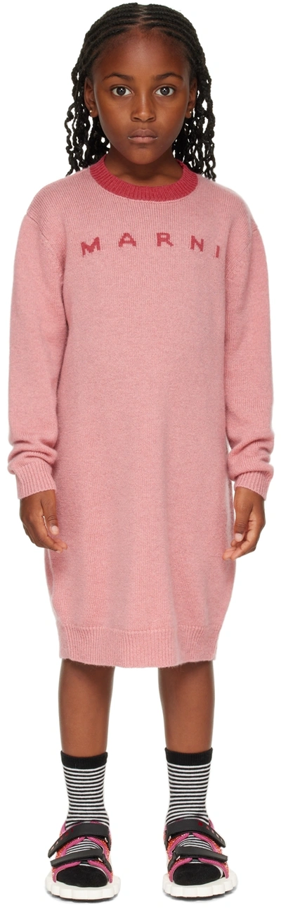 Marni Kids Pink Logo Dress In 0m329