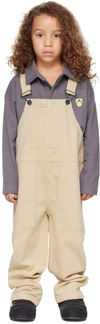 Main Story Kids Beige Garment-dyed Dungarees In Pebble