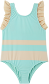 COCO VILLAGE KIDS BLUE RUFFLED ONE-PIECE SWIMSUIT