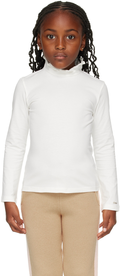 Chloé Kids White Ruffle Sweatshirt In 117 Off White
