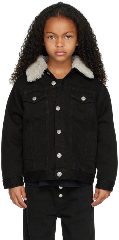 Mm6 Maison Margiela Kids Black Insulated Denim Jacket In M6900 Black