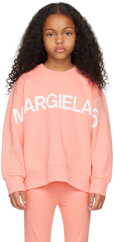 Mm6 Maison Margiela Kids Pink Printed Sweatshirt In Rosa