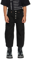Mm6 Maison Margiela Teen Elasticated-waist Wide-leg Jeans In M6900 Black