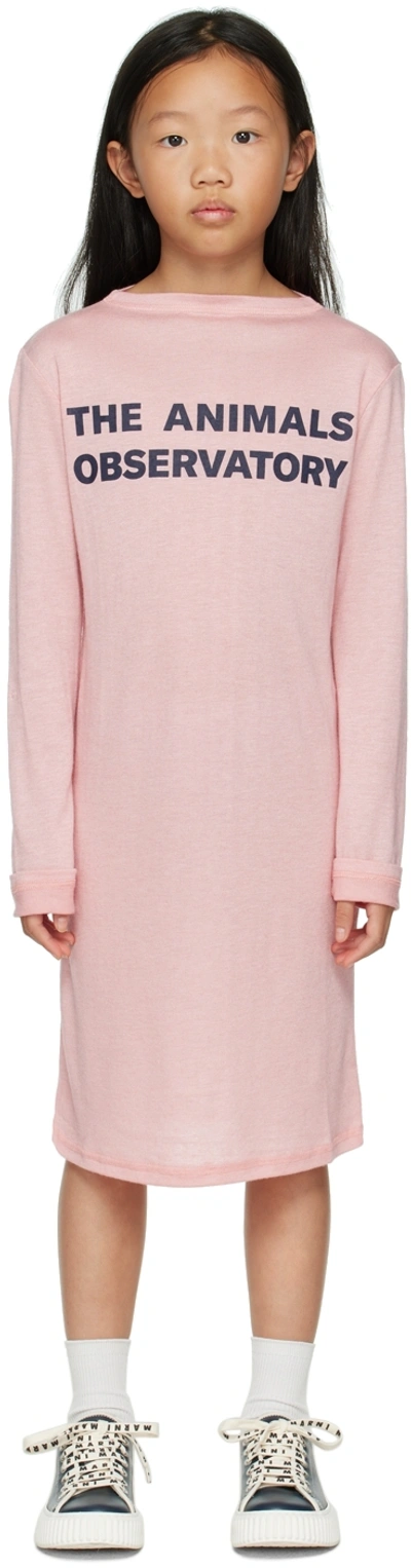 The Animals Observatory Girls Pink Logo Jersey Dress