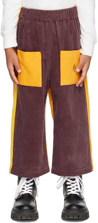 The Animals Observatory Emu Colorblocked Corduroy Pants In Brown